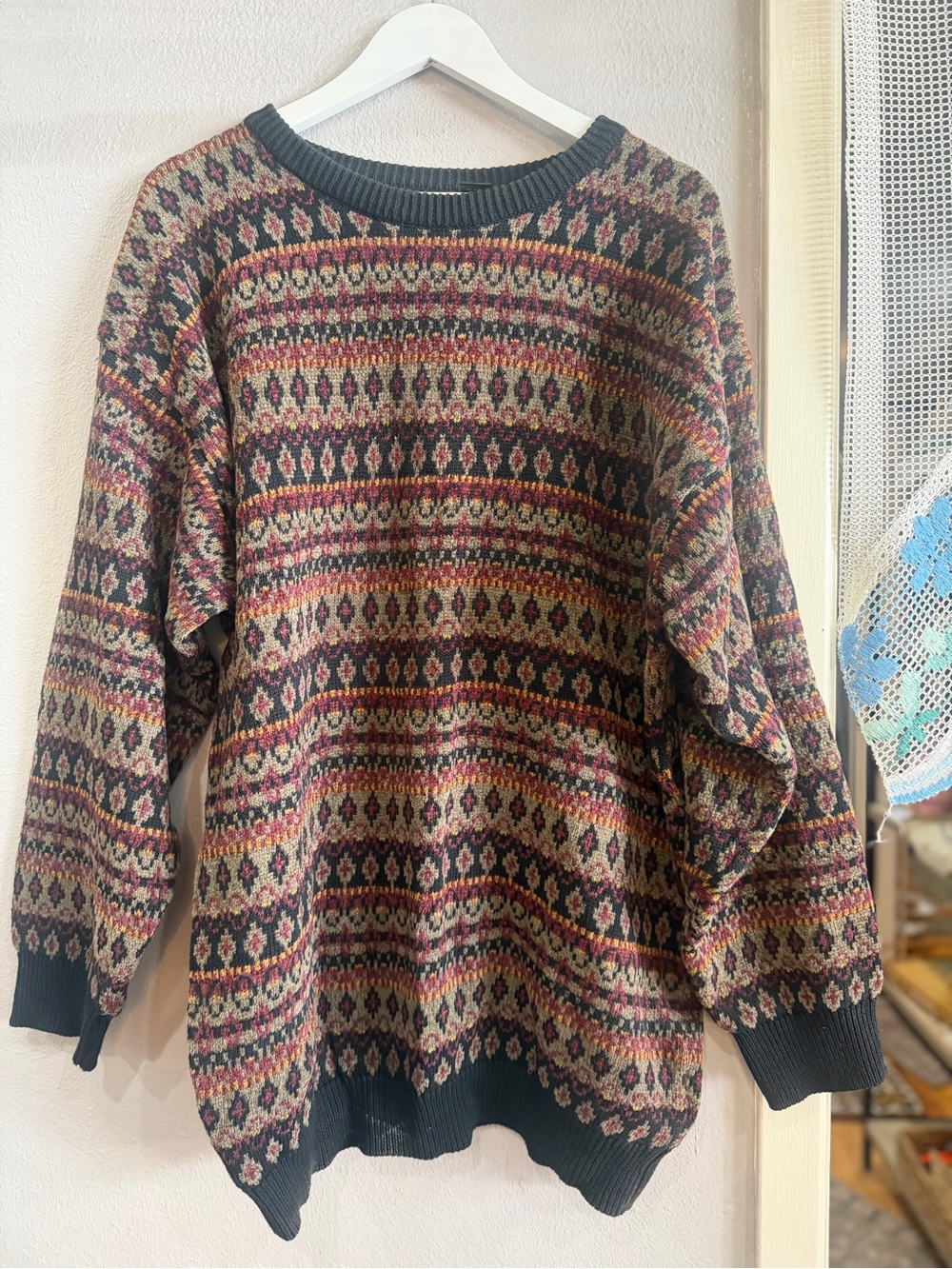 Men’s Fair Isle Crewneck Sweater - Black Multi